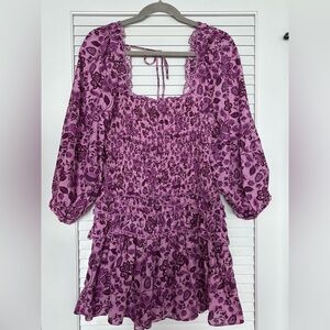 Floral Purple Smocked Dress